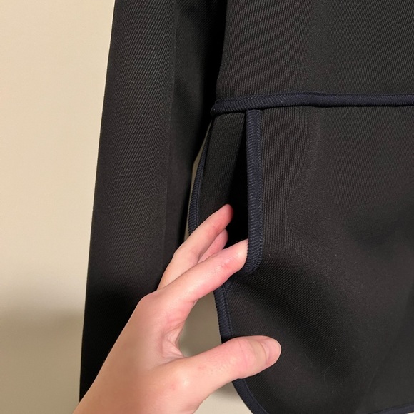 J Crew Black Navy Blue Tipped Twill Blazer Jacket Mandarin Collar Size 6 - Picture 5 of 8